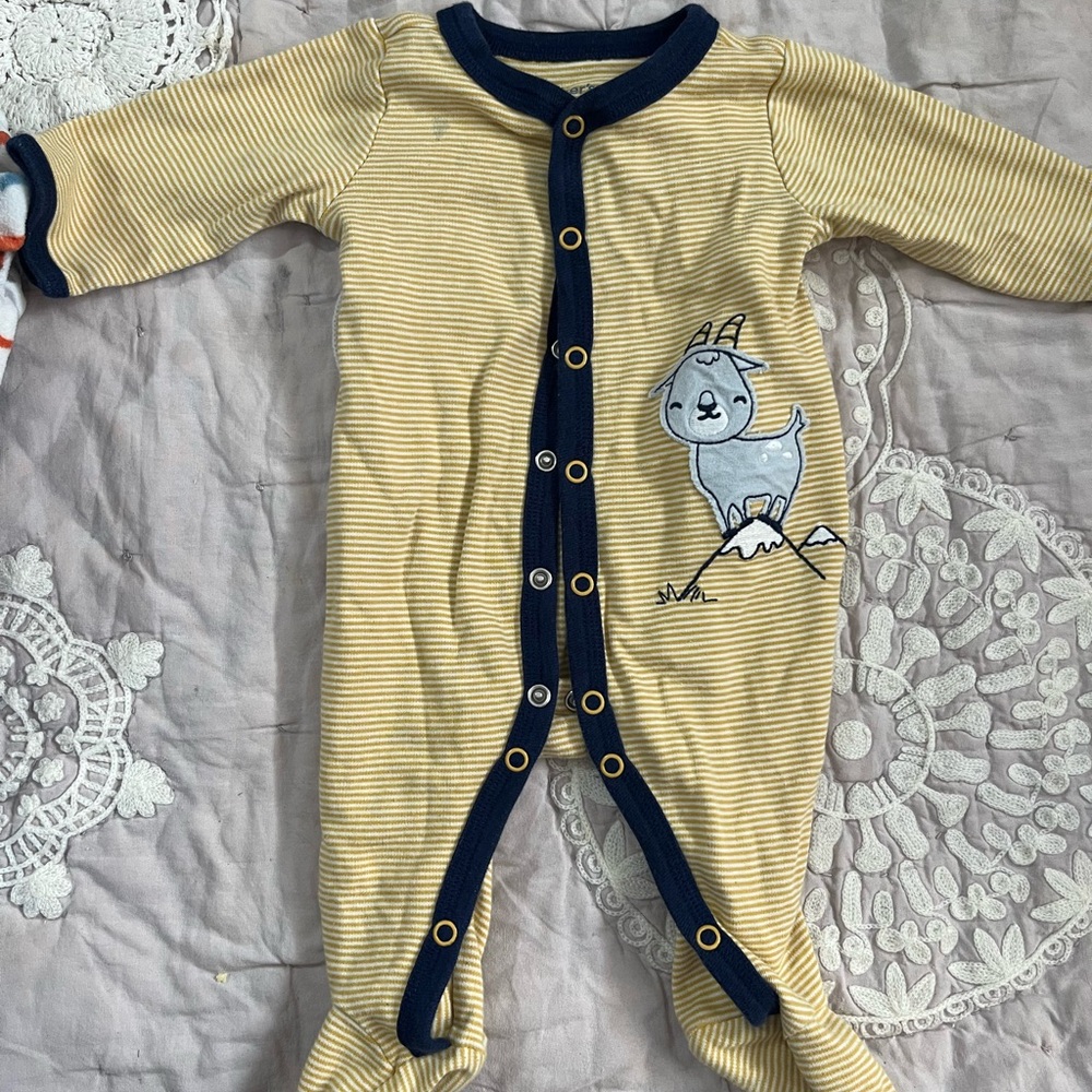 Carter's Yellow and Blue Footies with Cartoon Appliqué